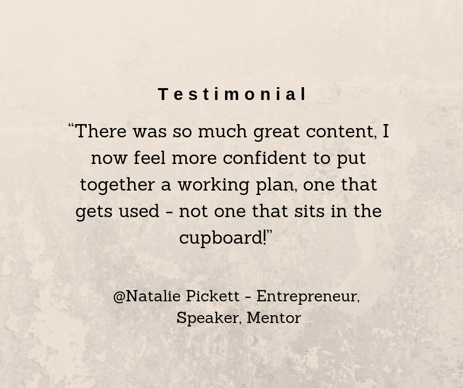 Natalie testimonial confident to put together a plan